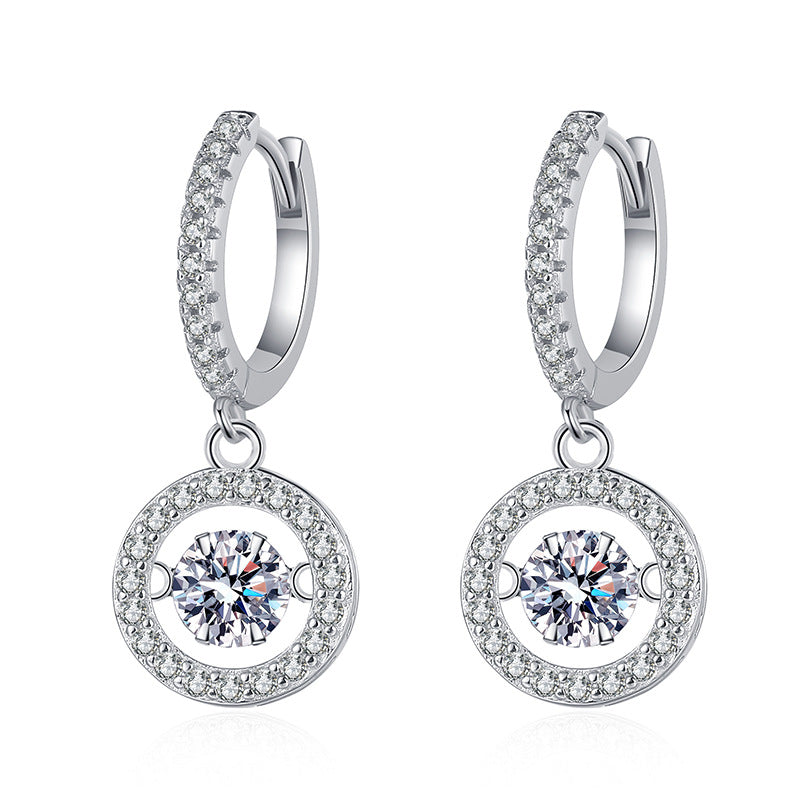 [Royal&Vicky]DANCING MOISSANITE HALO DROP HOOP EARRINGS
