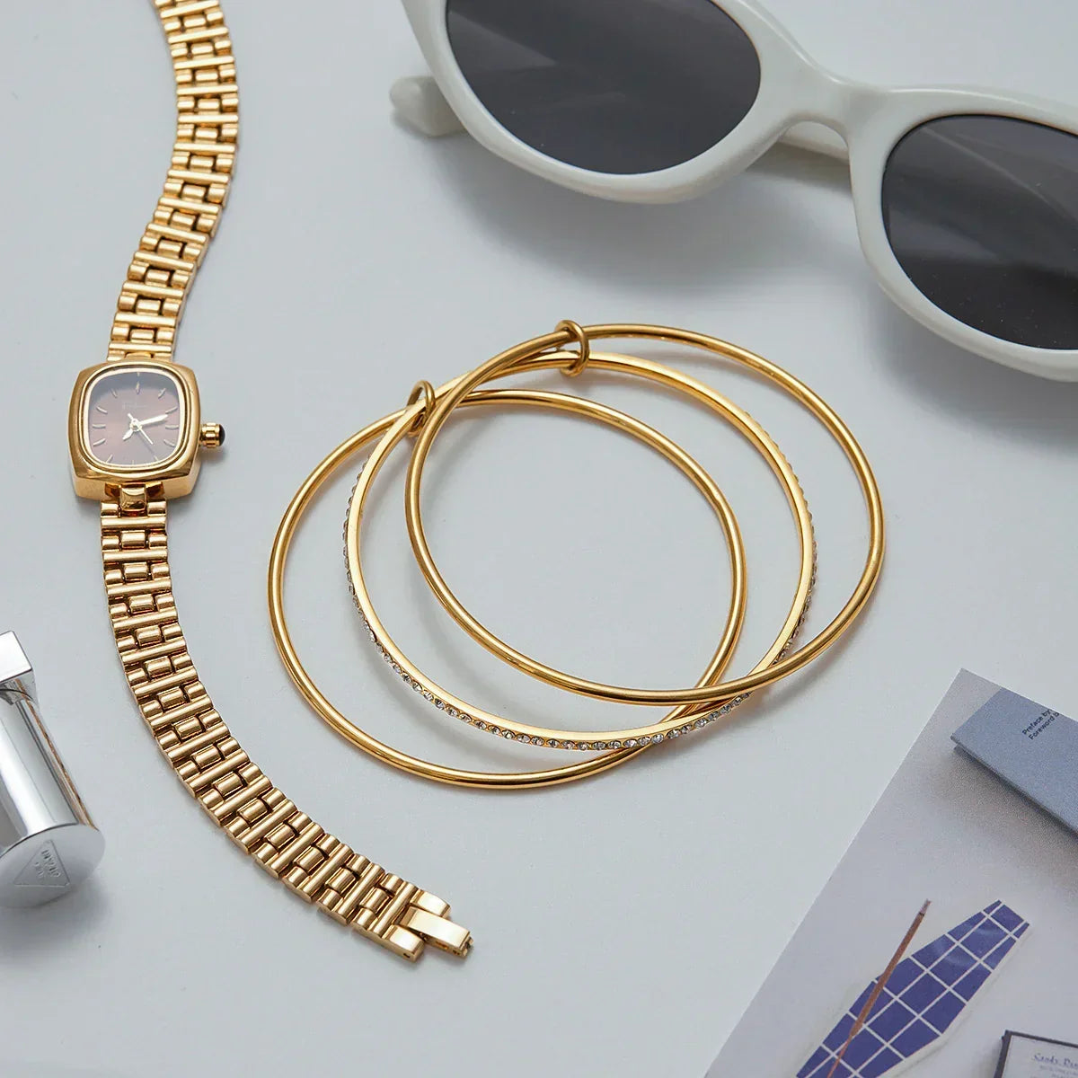 [Royal&Vicky]Quinley Stacked Diamond Bracelet