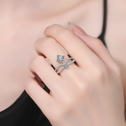 [Royal&Vicky]ELEGANT DOUBLE-TWISTED MOISSANITE RING