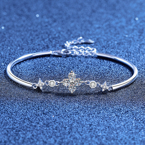[Royal&Vicky]CLOVER & TWIN-STAR MOISSANITE BRACELET