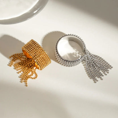 [Royal&Vicky]Krystelle Gold Tassel Ring