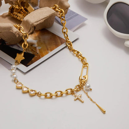 [Royal&Vicky]Zeraphine Diamant Perlen Goldkette