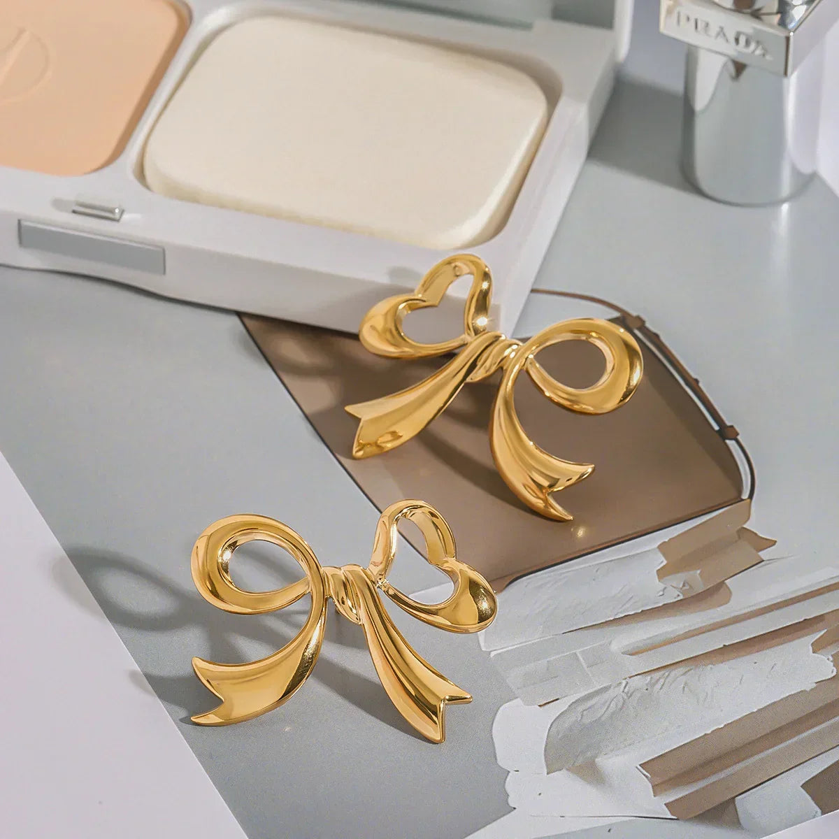 [Royal&Vicky]Carissa Gold Bowtie Earrings