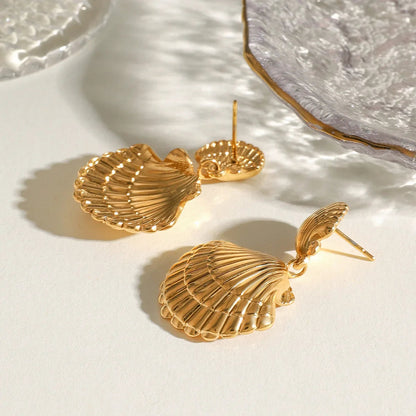 [Royal&Vicky]Sandy Gold Muschel-Ohrringe