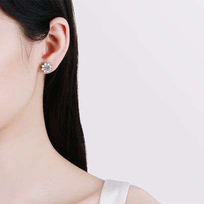 [Royal&Vicky]RADIANT SUNFLOWER MOISSANITE STUD EARRINGS