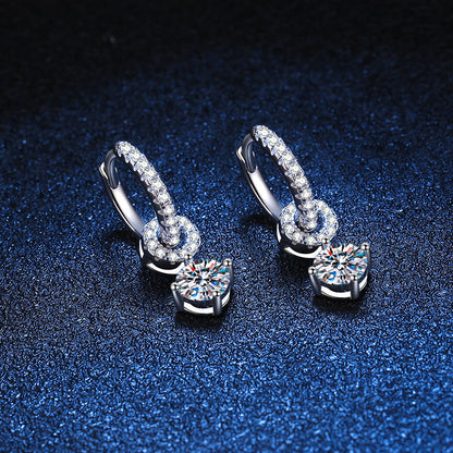 [Royal&Vicky]INTERLOCKING DOUBLE RING MOISSANITE DROP EARRINGS