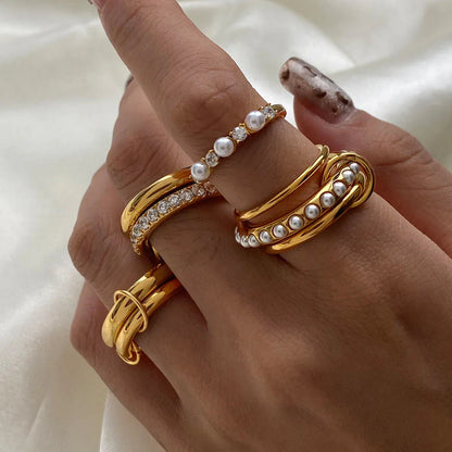 [Royal&Vicky]Mikayla Ring mit gestapelten Süßwasserperlen