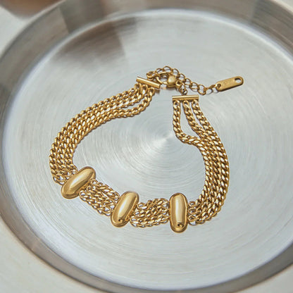 [Royal&Vicky]Kathleen Layered Chain Gold Bracelet