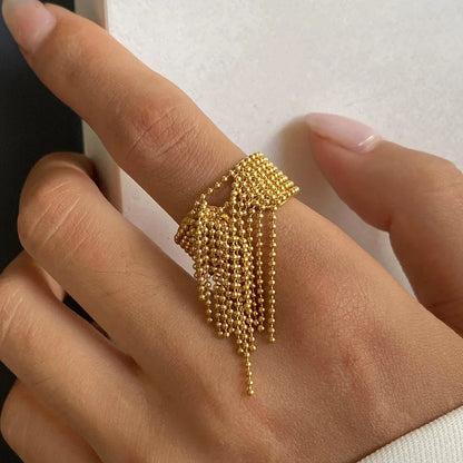 [Royal&Vicky]Krystelle Gold Tassel Ring
