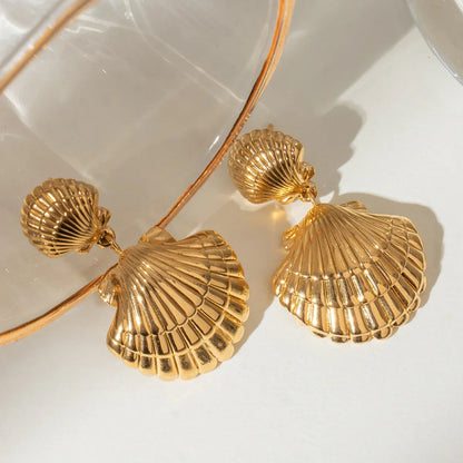 [Royal&Vicky]Sandy Gold Muschel-Ohrringe