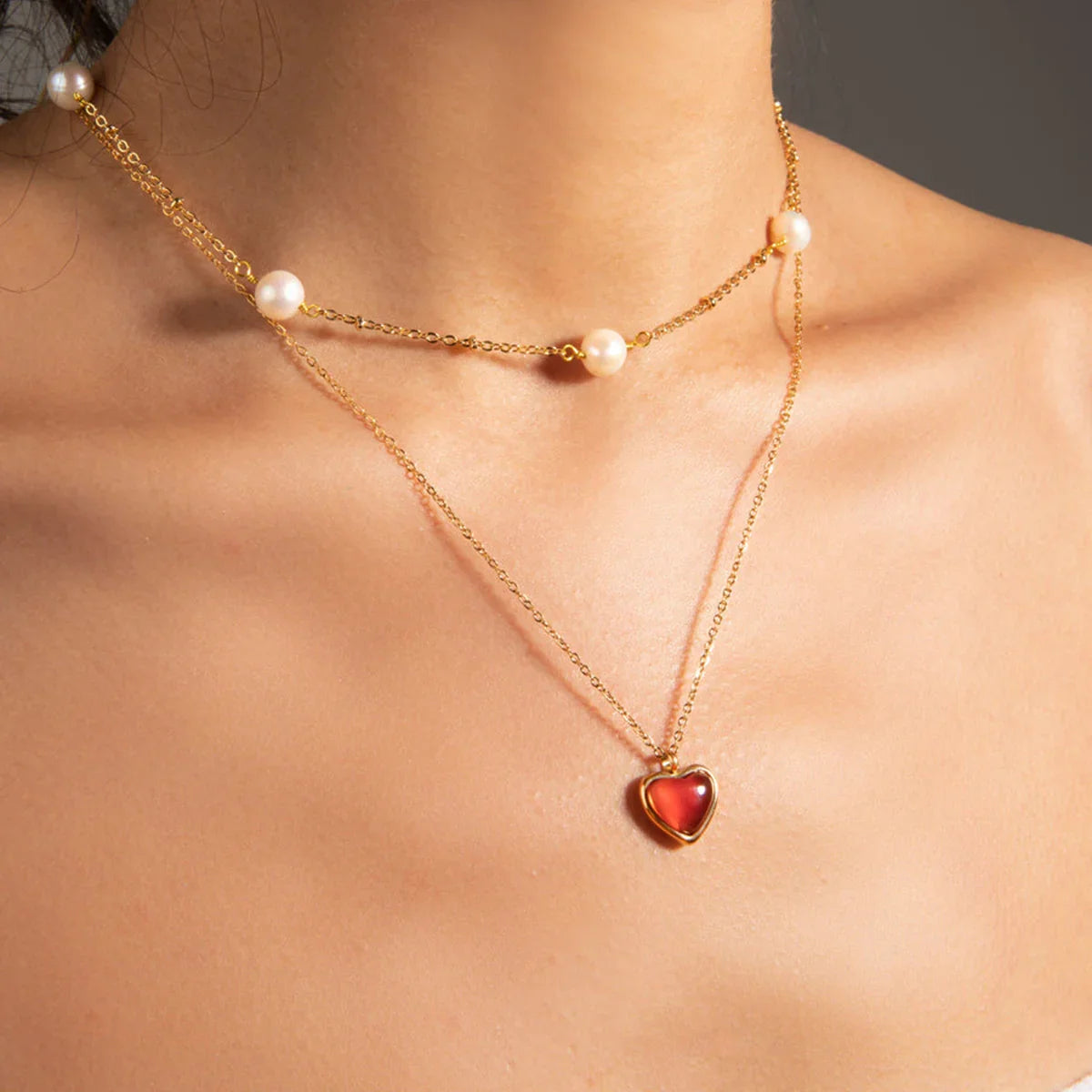 {"[Royal&Vicky]Cecily Gold Heart Necklace"}