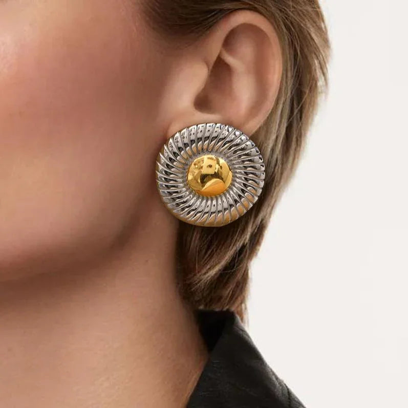 [Royal&Vicky]Summers Gold-Ohrringe mit Knopfdesign
