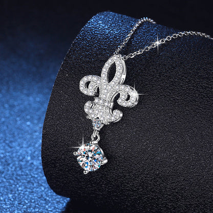 [Royal&Vicky]ROYAL FLEUR-DE-LIS MOISSANITE PENDANT NECKLACE
