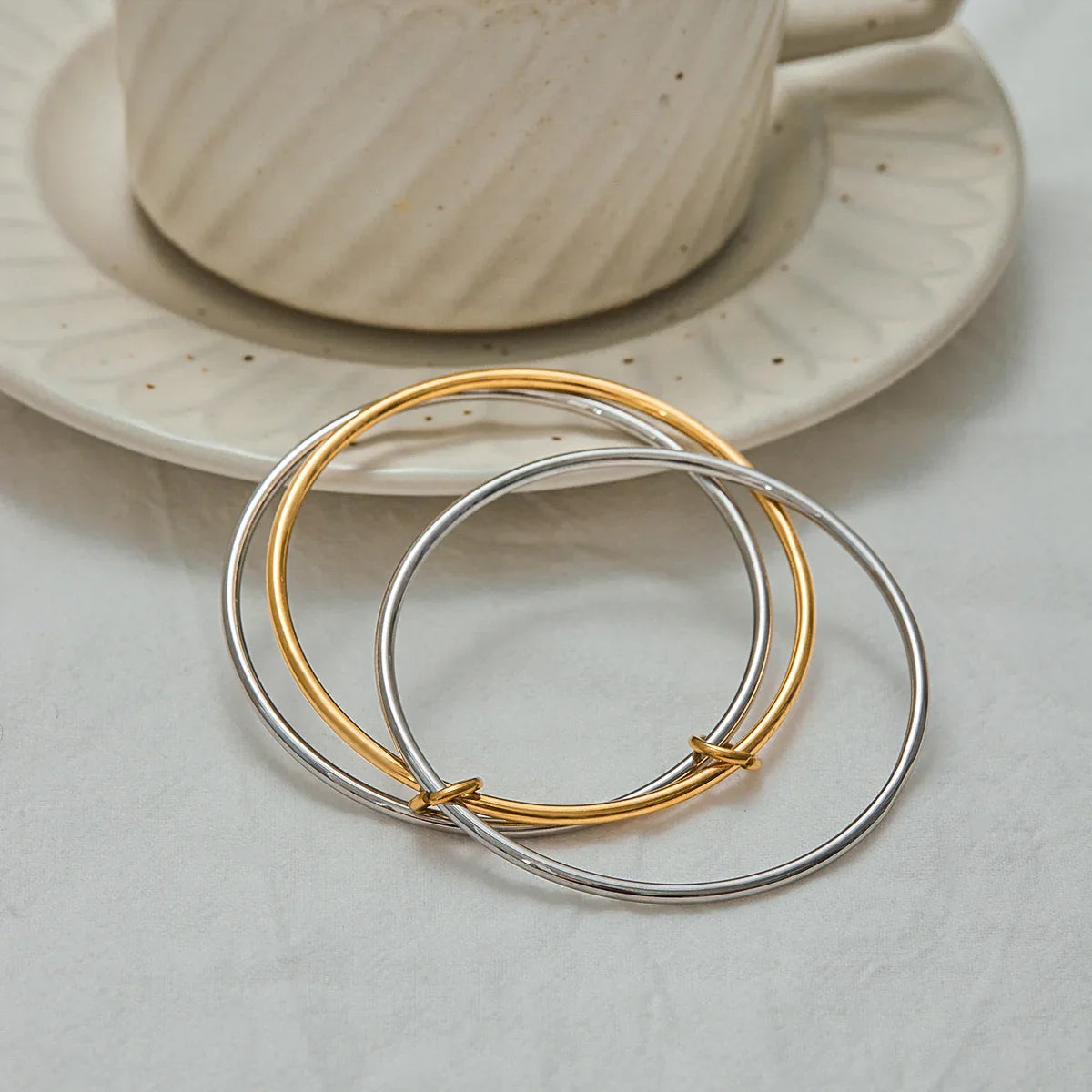 [Royal&Vicky]Romina Two Tone Stacked Bracelet