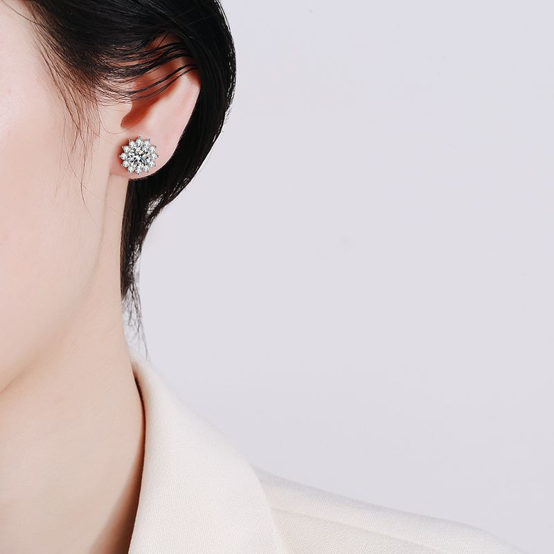 [Royal&Vicky]BLOOMING SUNFLOWER MOISSANITE STUD EARRINGS