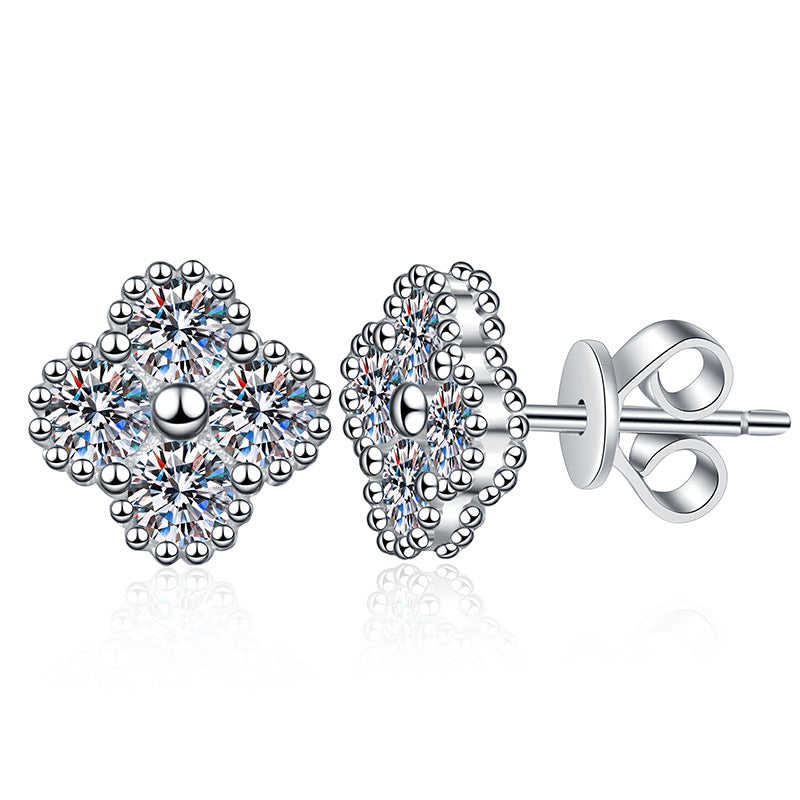 [Royal&Vicky]ELEGANT FOUR-LEAF CLOVER MOISSANITE STUD EARRINGS