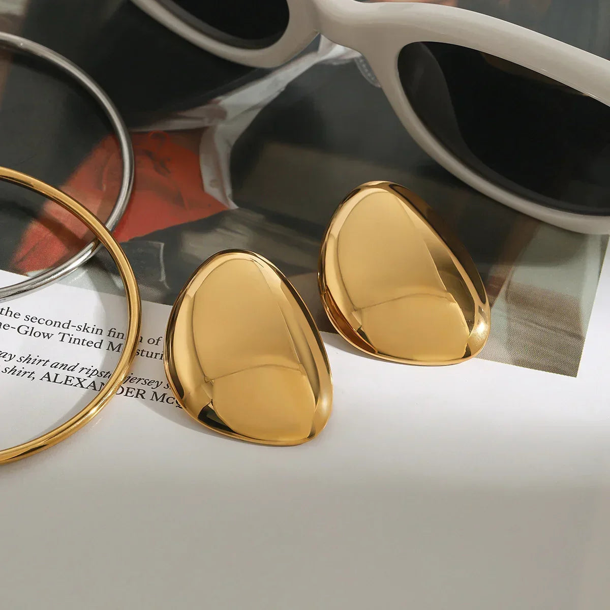 [Royal&Vicky]Carrie Chunky Bohnen-Goldohrringe