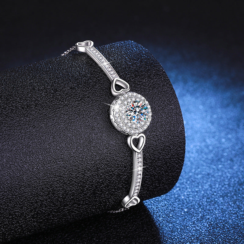 [Royal&Vicky]INTERLOCKING HEART & CIRCLE MOISSANITE BRACELET