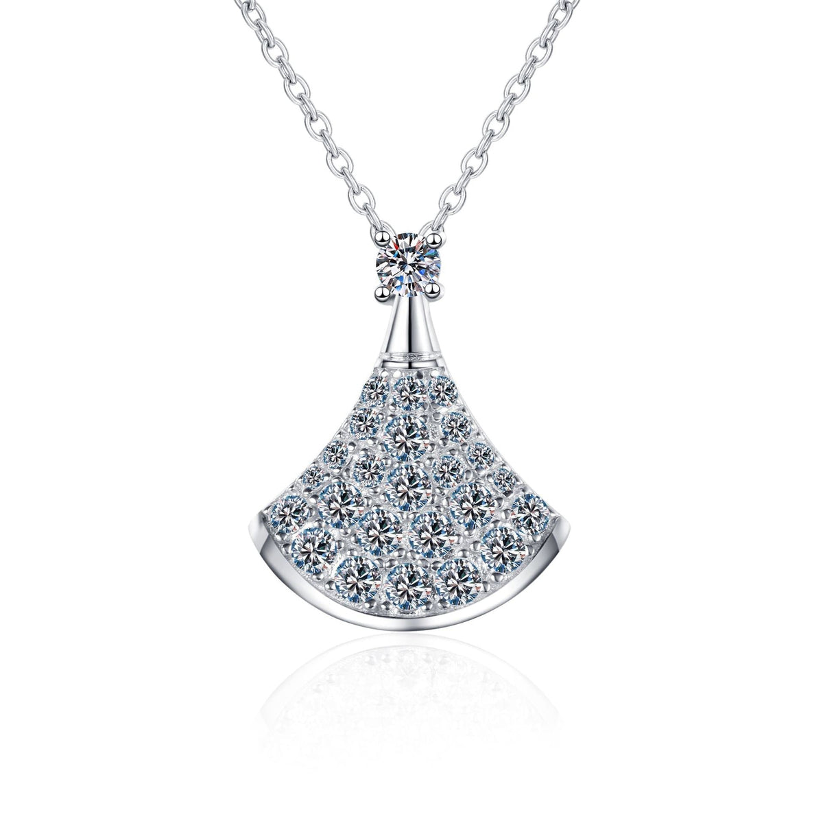 [Royal&Vicky]ELEGANT FAN-SHAPED MOISSANITE PENDANT NECKLACE