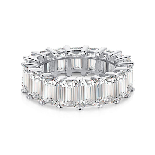 [ROYAL]0.75 Carat Elegant Emerald Cut Tennis Ring