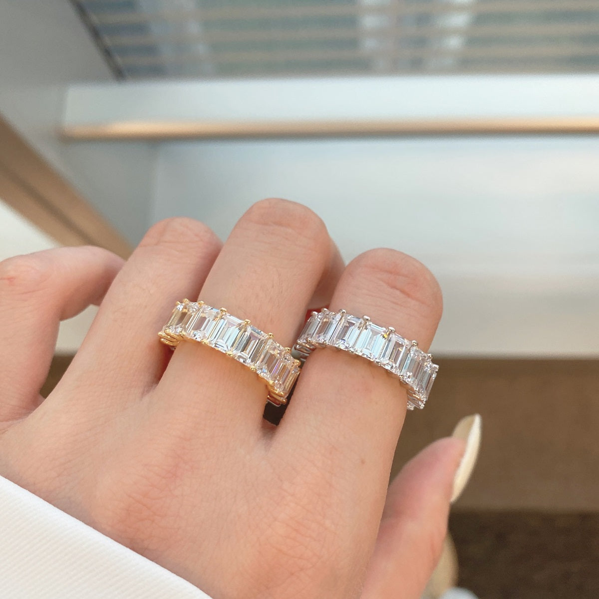 [Royal Jewellery]0.75 Carat Elegant Emerald Cut Tennis Ring
