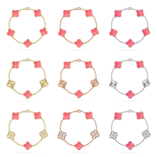[Royal Jewellery] CLOVER 5 MOTIFS  PINK MOP BRACELET COLLECTION