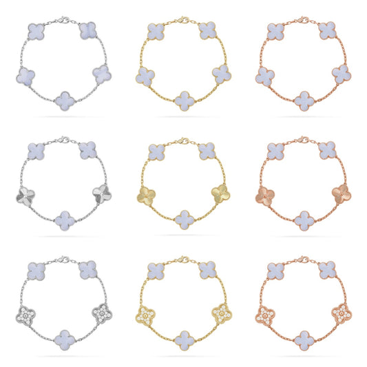 [Royal Jewellery] CLOVER 5 MOTIF PURPLE CHALCEDONY BRACELET COLLECTION