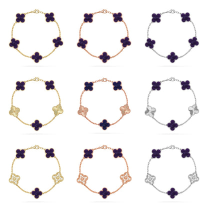 [Royal Jewellery]CLOVER 5 MOTIF PURPLE STRIPES BRACELET COLLECTION