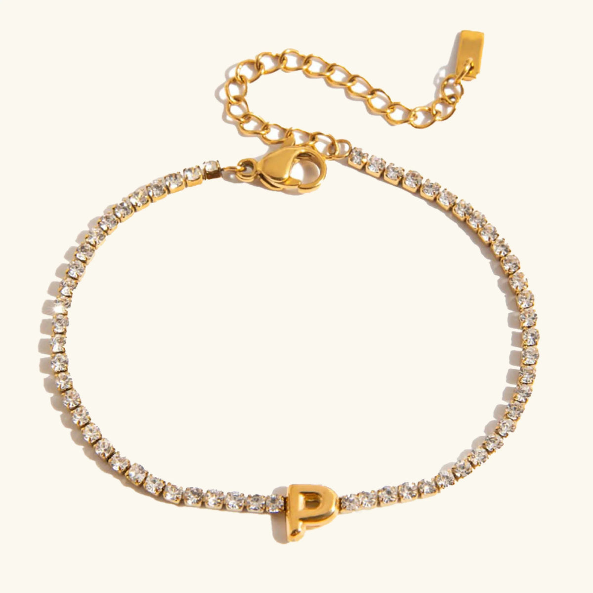 [Royal&Vicky]Avaria Tennisarmband mit Buchstaben-Anhängern