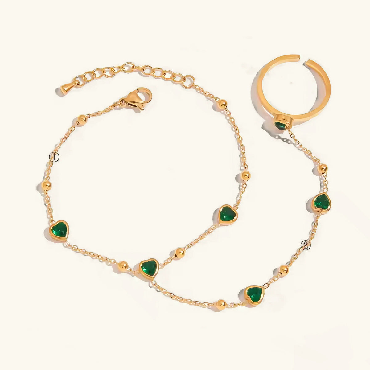 [Royal&Vicky]Gladys Smaragd-Herz-Handkette