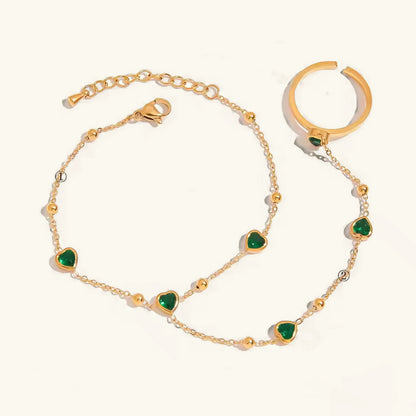 [Royal&Vicky]Gladys Smaragd-Herz-Handkette