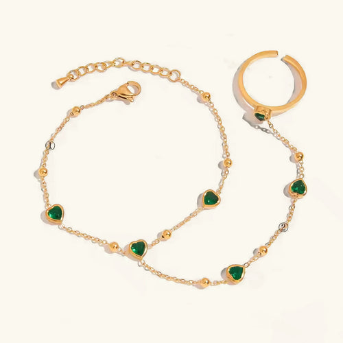 [Royal&Vicky]Gladys Smaragd-Herz-Handkette