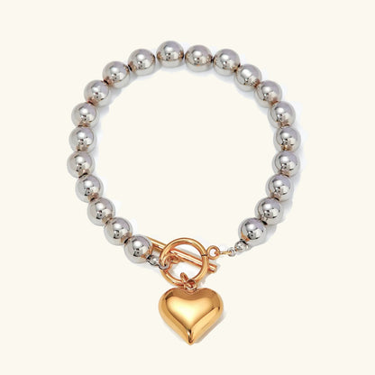 [Royal&Vicky]Alicia Chunky Bead Heart Bracelet