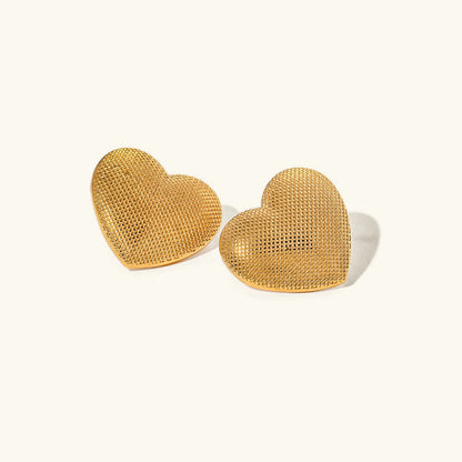 [Royal&Vicky]Cecelia Textured Heart Earrings