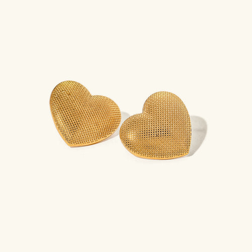 [Royal&Vicky]Cecelia Textured Heart Earrings