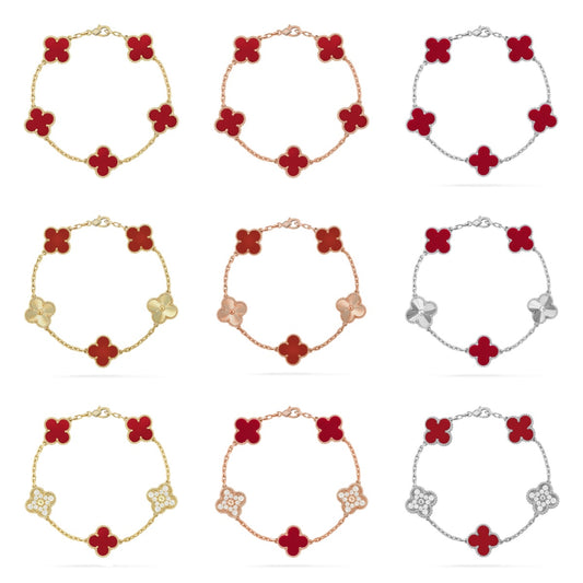 [Royal Jewellery] CLOVER 5 MOTIF RED CORNELIAN BRACELET COLLECTION