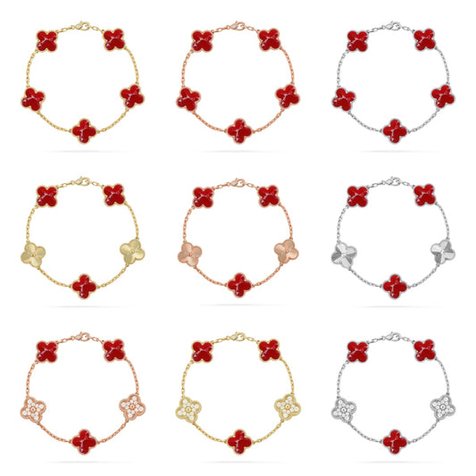 [Royal Jewellery]CLOVER 5 MOTIF RED PATTERN BRACELET COLLECTION