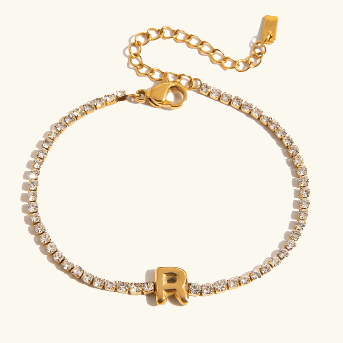 [Royal&Vicky]Avaria Tennisarmband mit Buchstaben-Anhängern