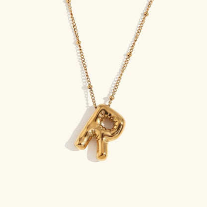 [Royal&Vicky]Goldene Halskette mit Ballon-Initialbuchstaben