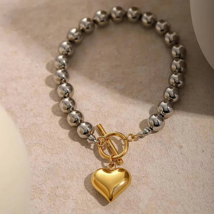 [Royal&Vicky]Alicia Chunky Bead Heart Bracelet