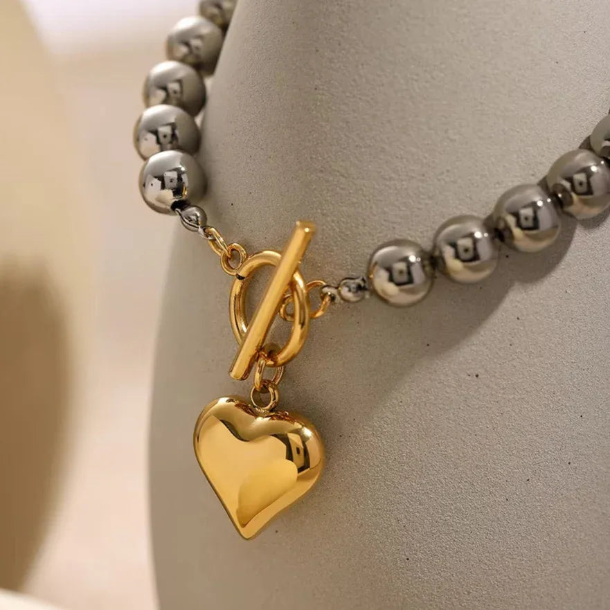 [Royal&Vicky]Alicia Chunky Bead Heart Bracelet