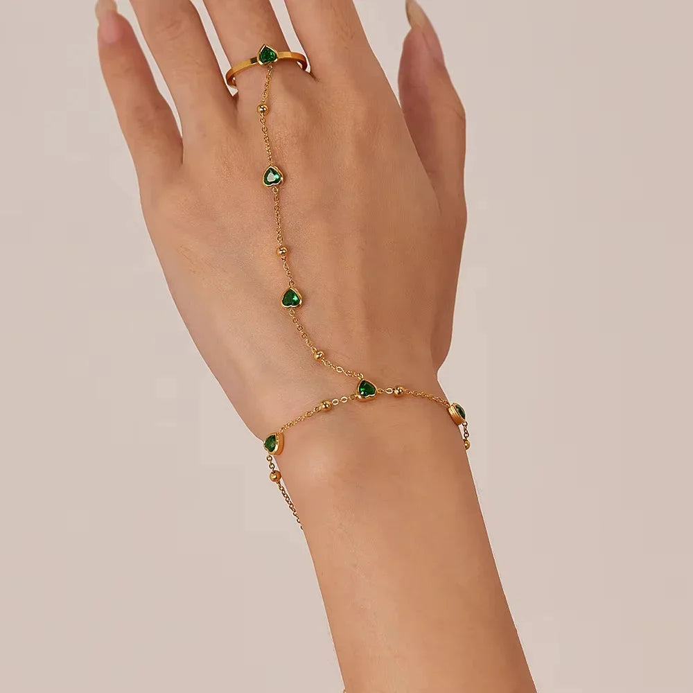 [Royal&Vicky]Gladys Smaragd-Herz-Handkette