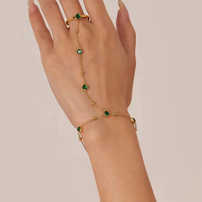 [Royal&Vicky]Gladys Smaragd-Herz-Handkette