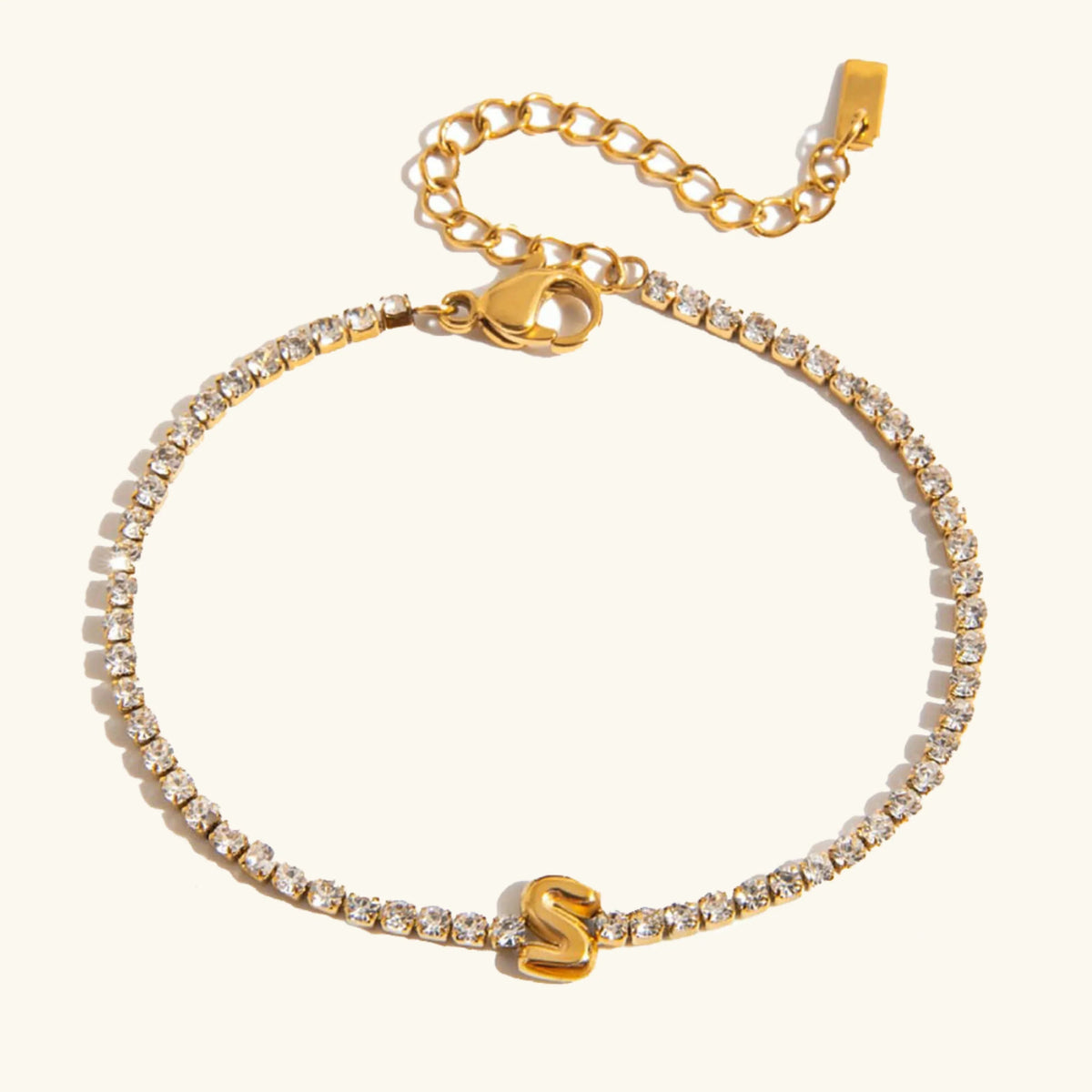 [Royal&Vicky]Avaria Tennisarmband mit Buchstaben-Anhängern