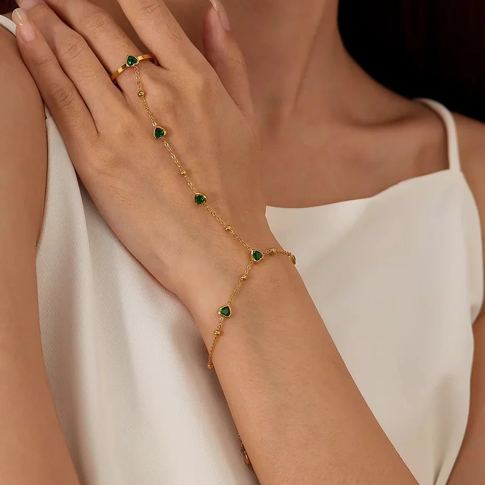 [Royal&Vicky]Gladys Smaragd-Herz-Handkette
