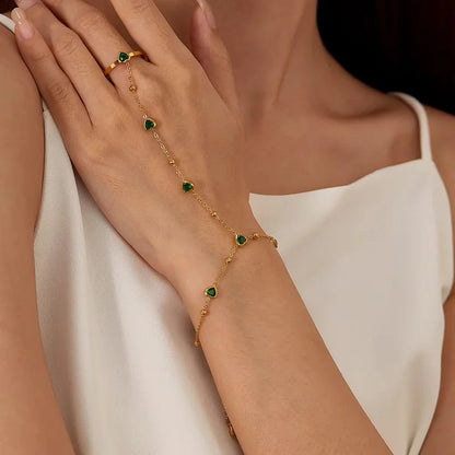 [Royal&Vicky]Gladys Smaragd-Herz-Handkette