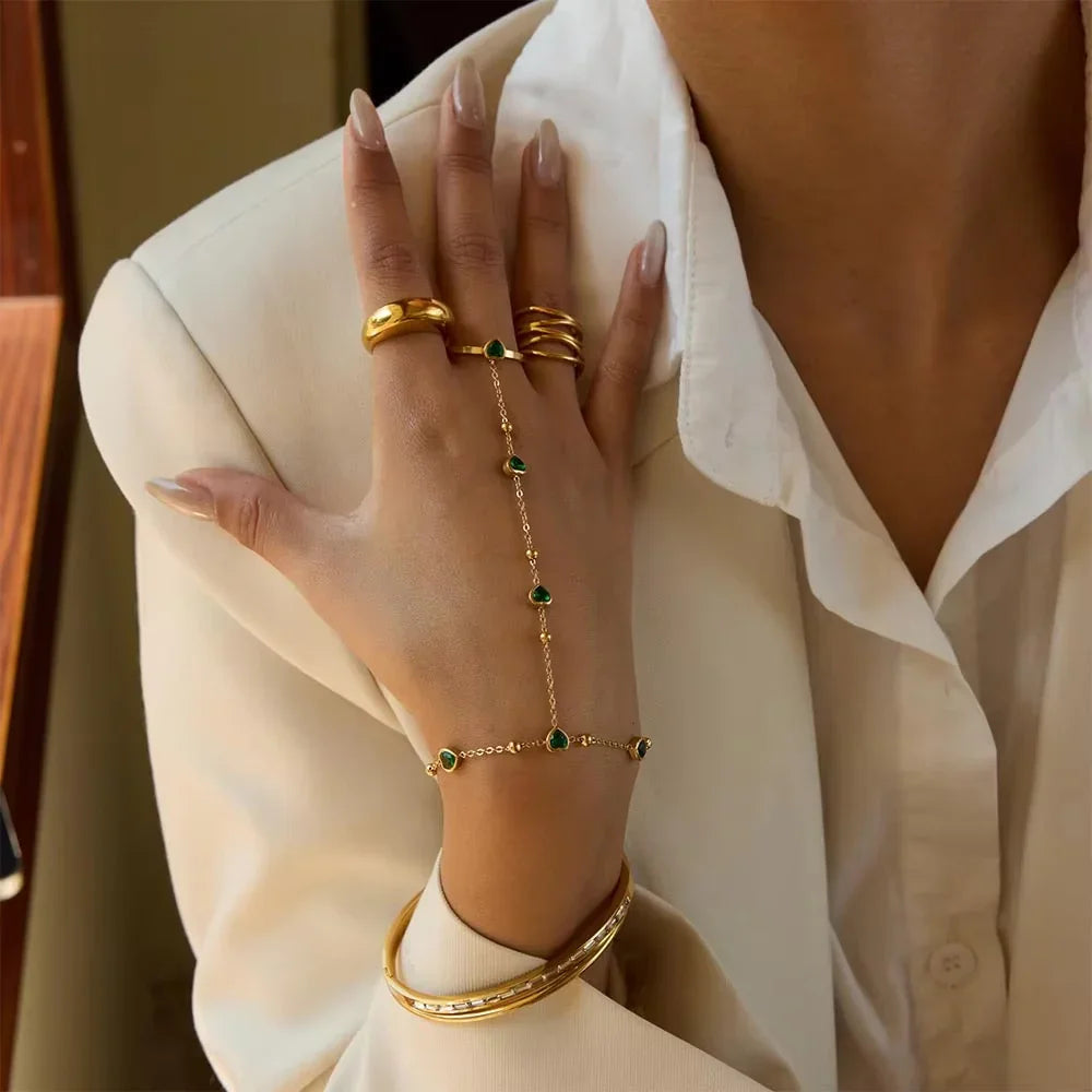 [Royal&Vicky]Gladys Smaragd-Herz-Handkette