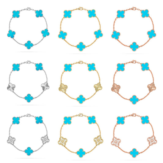 [Royal Jewellery] CLOVER 5 MOTIF TURQUOISE BRACELET COLLECTION