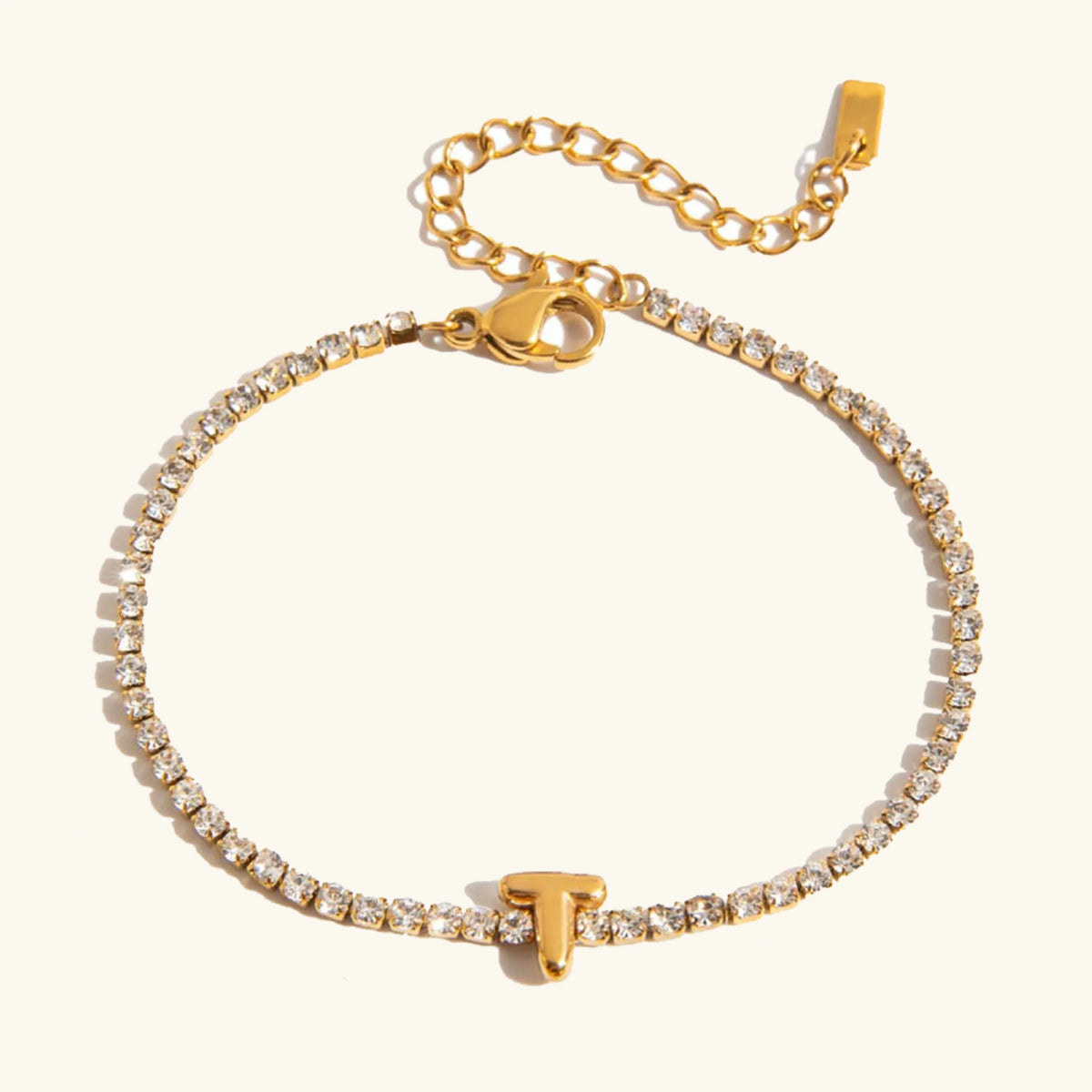 [Royal&Vicky]Avaria Tennisarmband mit Buchstaben-Anhängern