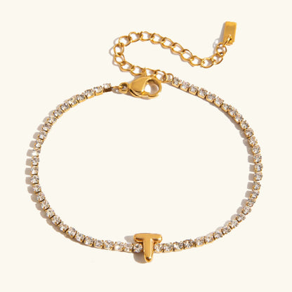 [Royal&Vicky]Avaria Tennisarmband mit Buchstaben-Anhängern